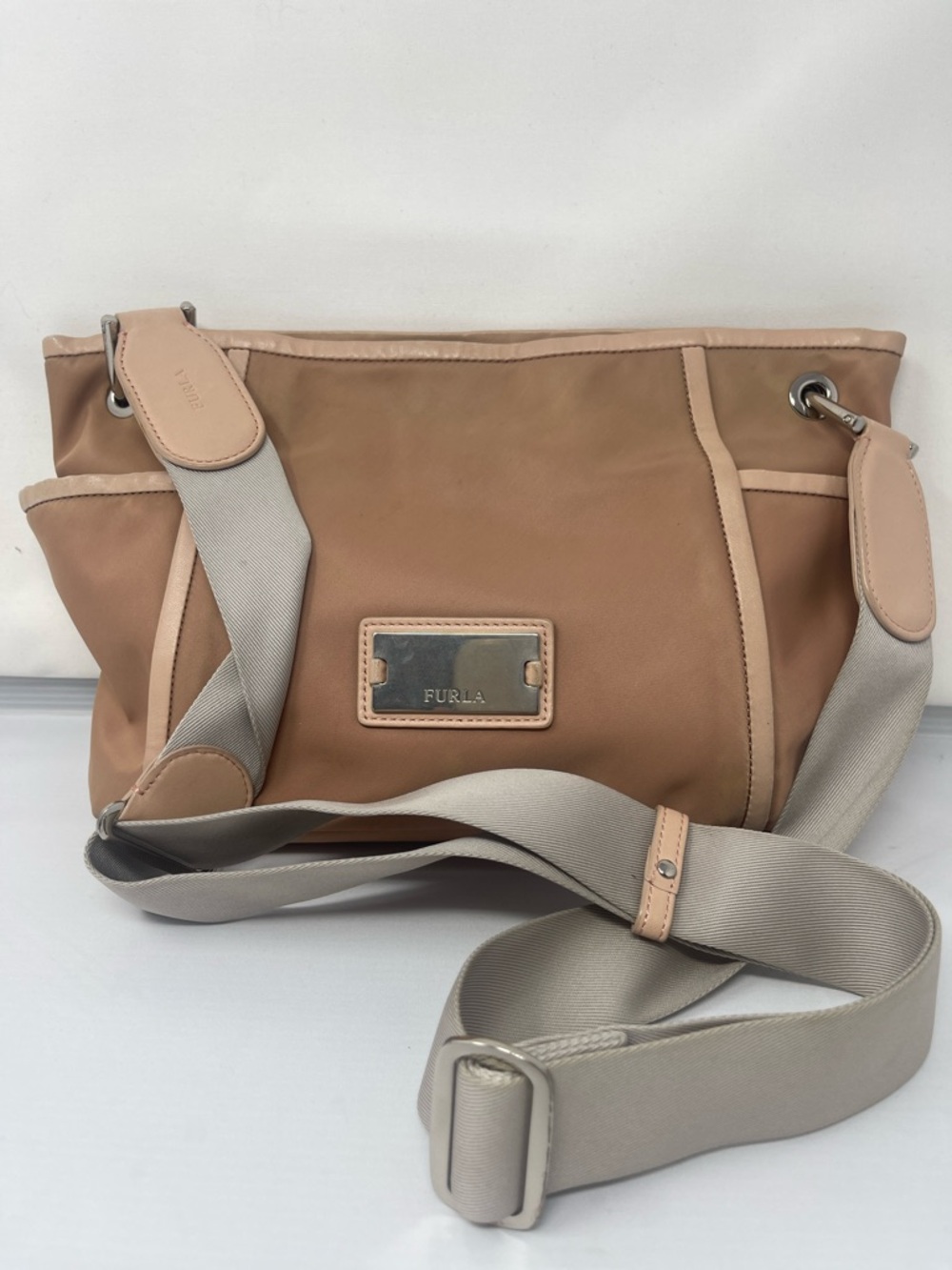 Furla Tan Nylon/Leather Crossbody Bag